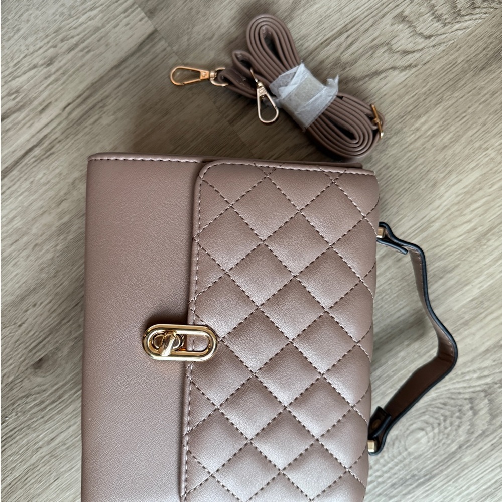 Nocona Quilted Brown Mini Bag with Gold Accent